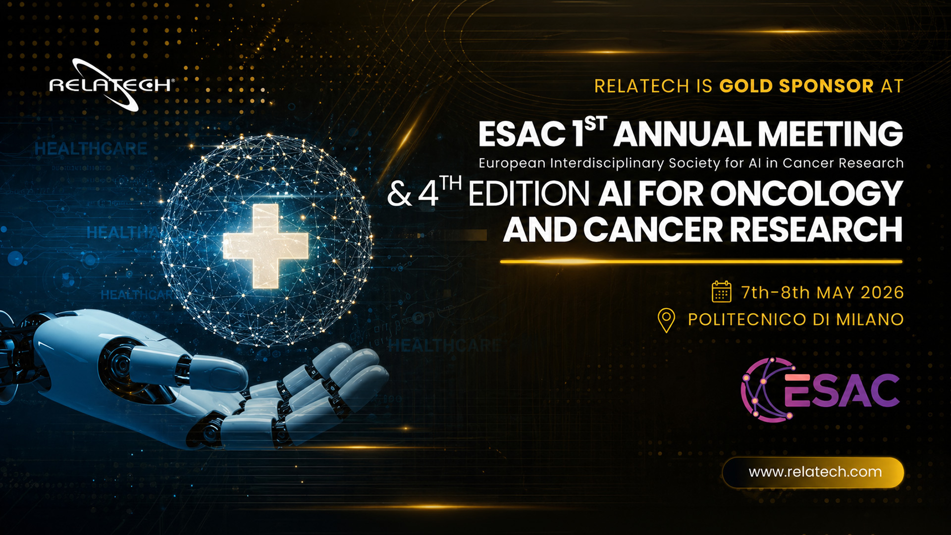 Relatech at the ESAC 1st Annual Meeting & 4th Edition AI for Oncology and Cancer Research: see you in Milan on May 7th and 8th!